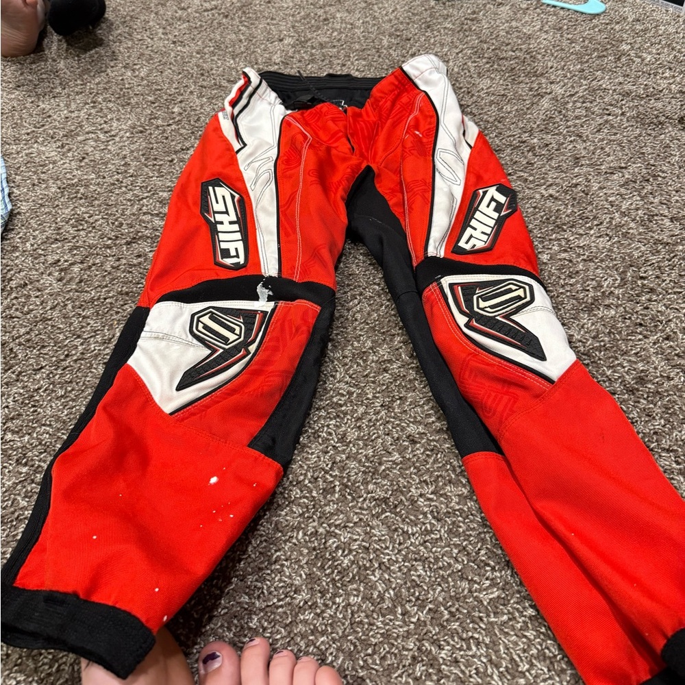 🍑Red and black dirt bike pants